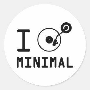 I play Minimal MNL / I love Minimal MNL / DJ  Viny Classic Round Sticker