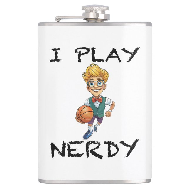 I Play Nerdy Hip Flask (Front)