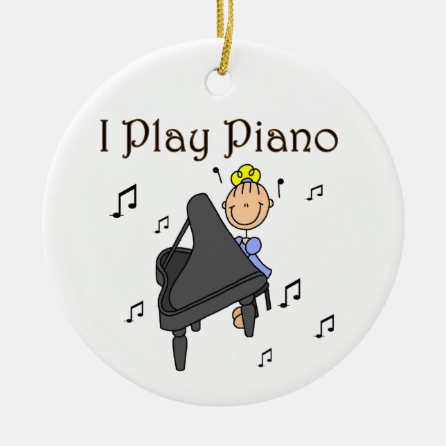 I Play Piano T-shirts and Gifts Ceramic Tree Decoration (Front)