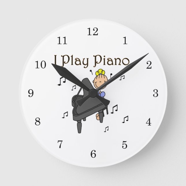 I Play Piano T-shirts and Gifts Round Clock (Front)