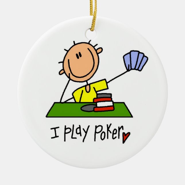I Play Poker Ceramic Tree Decoration (Front)