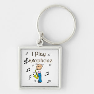 I Play Saxophone Stick Figure T-shirts and Gifts Key Ring
