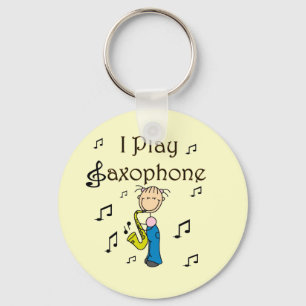 I Play Saxophone Stick Figure T-shirts and Gifts Key Ring