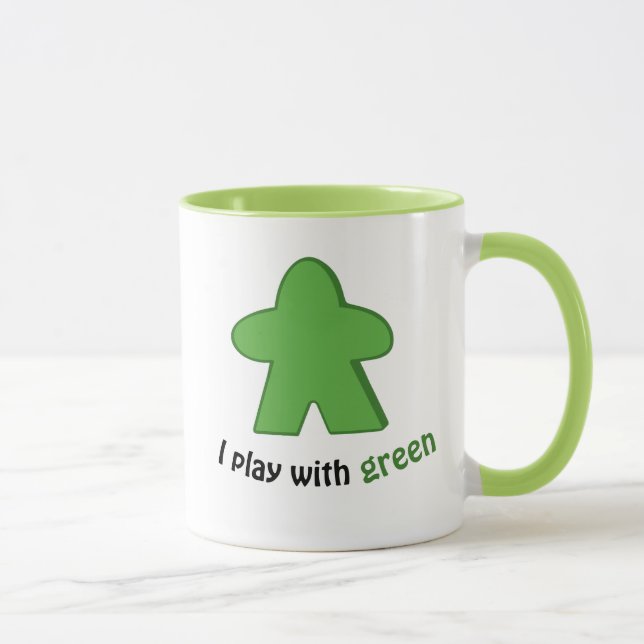 I Play with Green Meeples Mug (Right)