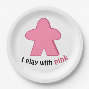 I Play with Pink Meeples Girl Gender Reveal Party  Paper Plate