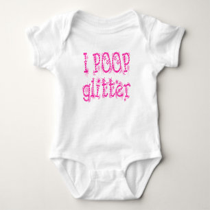 I Poop Glitter Pink Baby One Piece Bodysuit