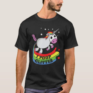 I Poop Glitter T Shirt Unicorn
