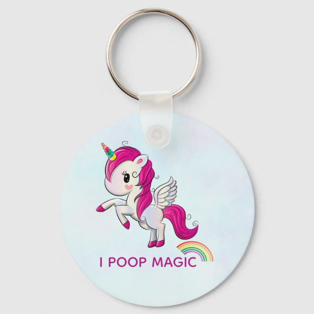 I Poop Magic Funny Unicorn Saying Key Ring (Front)