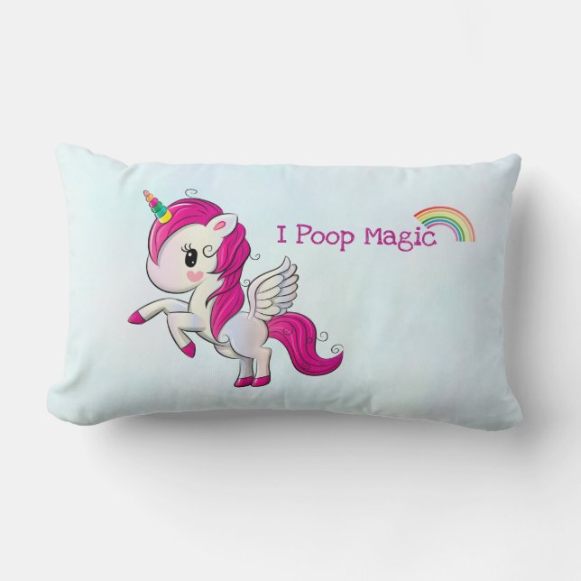 I Poop Magic Funny Unicorn Saying Lumbar Cushion (Front)