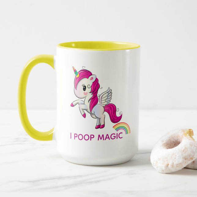 I Poop Magic Funny Unicorn Saying Mug (With Donut)