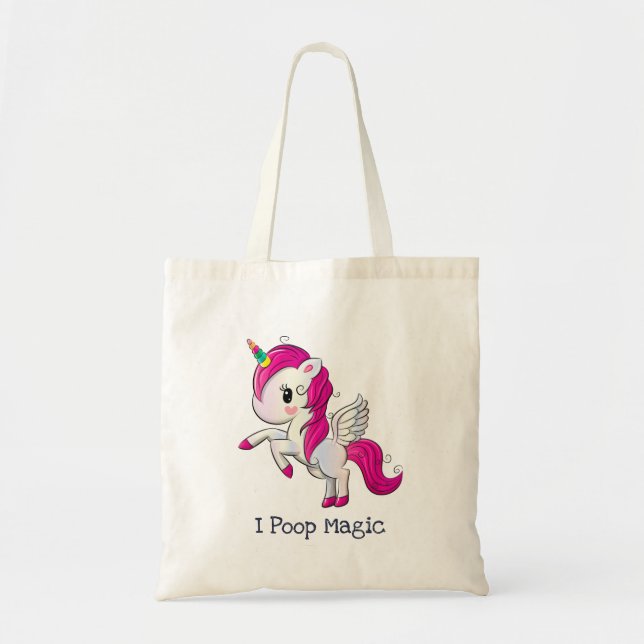 I Poop Magic Funny Unicorn Saying Tote Bag (Front)