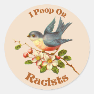 I poop on Racists Classic Round Sticker