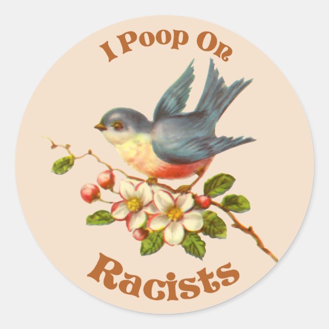 I poop on Racists Classic Round Sticker (Front)