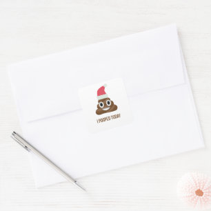 I Pooped Today Funny Brown Emoji Christmas Hat  Square Sticker