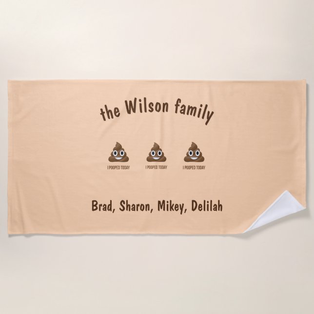 I Pooped Today Funny Emoticon Beach Towel (Front)