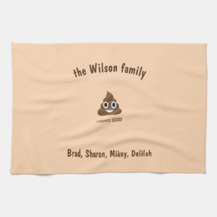 I Pooped Today Funny Emoticon Tea Towel