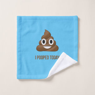 I Pooped Today Poo Emoji on Blue Wash Cloth