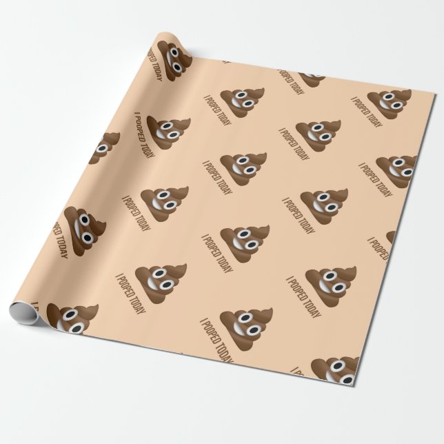 I Pooped Today Smiling Poo Emoticon Wrapping Paper (Unrolled)