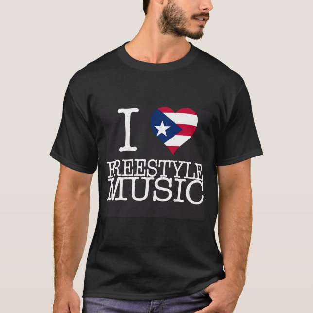 I Pr Heart Style Music Black T Shirt  (Front)