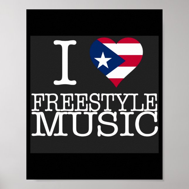 I Pr Heart Style Music Black T Shirt  Poster (Front)