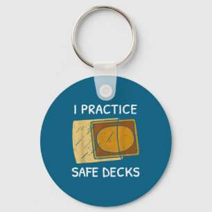 I Practice Safe Decks Trading Card Game Pun Humor  Key Ring