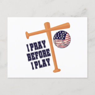 I pray before I play Basebal Game Postcard