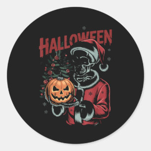 I Prefer Halloween Christmas Creepy Cute Skeleton Classic Round Sticker