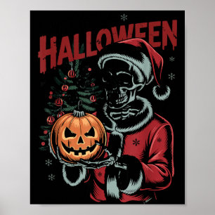 I Prefer Halloween Christmas Creepy Cute Skeleton  Poster