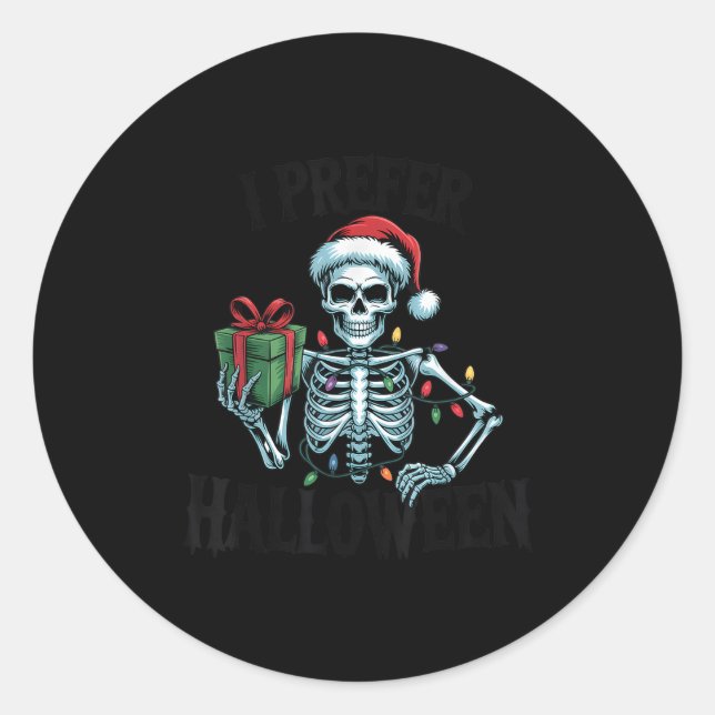 I Prefer Halloween Christmas Lights Women Men Kids Classic Round Sticker (Front)