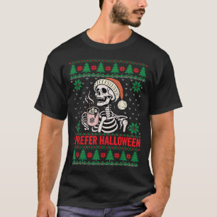 I Prefer Halloween Christmas Sweater Funny Holiday