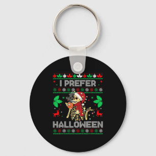 I Prefer Halloween Christmas Sweater Funny Holiday Key Ring