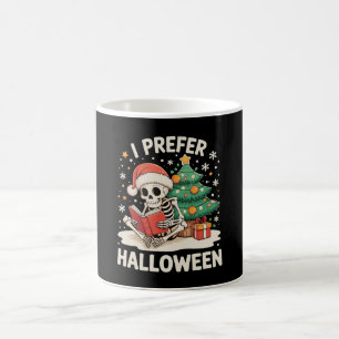 I Prefer Halloween Skeleton Reading Book Christmas Coffee Mug