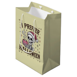 I Prefer Halloween Spooky Xmas Skeleton Gothic Medium Gift Bag