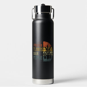 I Prefer Plants Over People Retro Plant Lover Water Bottle