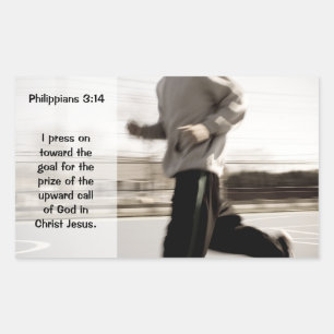 I press on towards the goal Philippians 3:14 Bible Rectangular Sticker