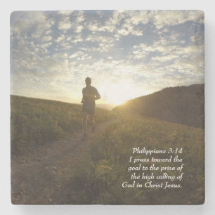 I Press Towards the Goal Philippians 3:14 Stone Coaster
