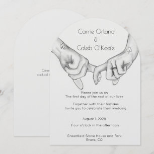 I Promise Holding Hands Drawing Wedding Invitation