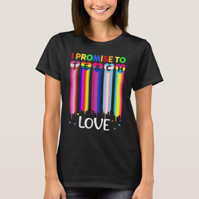 I Promise To Teach Love Lgbt Q Pride Proud Ally Te T-Shirt (Front)