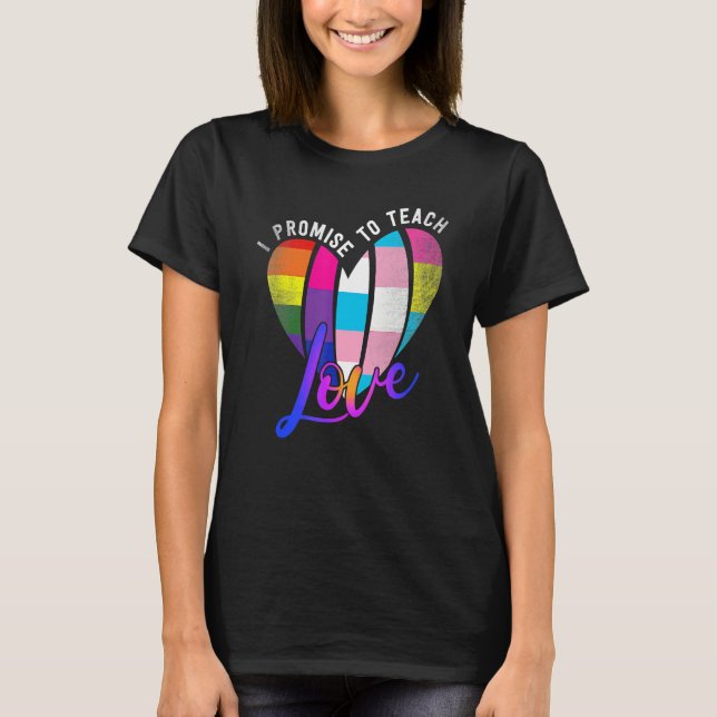 I Promise To Teach Love Lgbt Q Pride Proud Ally Te T-Shirt (Front)