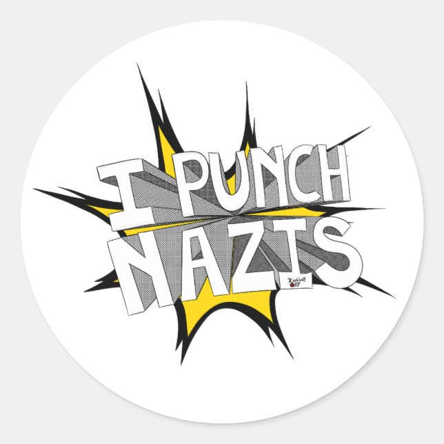 I PUNCH NAZIS CLASSIC ROUND STICKER (Front)