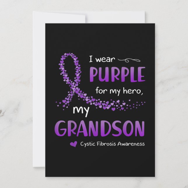 I Purple  Grandson Cystic Fibrosis Awareness Invitation (Front)