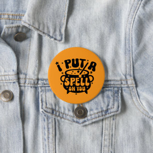 I Put a Spell On You-Black & Orange Halloween 7.5 Cm Round Badge