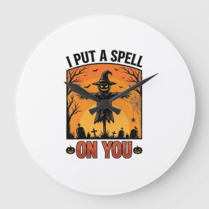 I Put a Spell on You Halloween Scarecrow Vector De Large Clock
