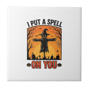 I Put a Spell on You Halloween Scarecrow Vector De Tile