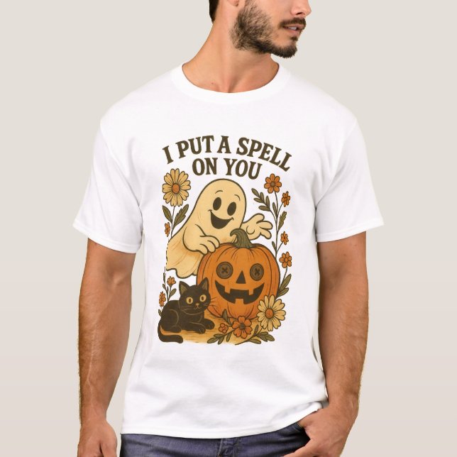 I Put A Spell On You Happy Halloween Scary Ghost T-Shirt (Front)