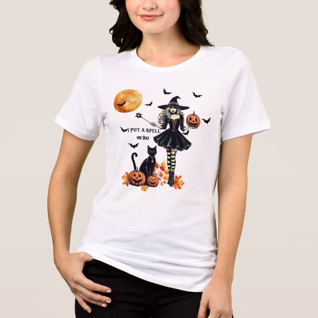 I Put  A Spell On You - Mischievous Witch Tri-Blend Shirt (Front)