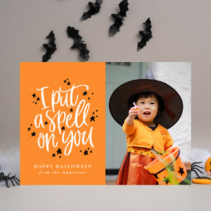 I Put A Spell On You Orange Halloween Photo Card