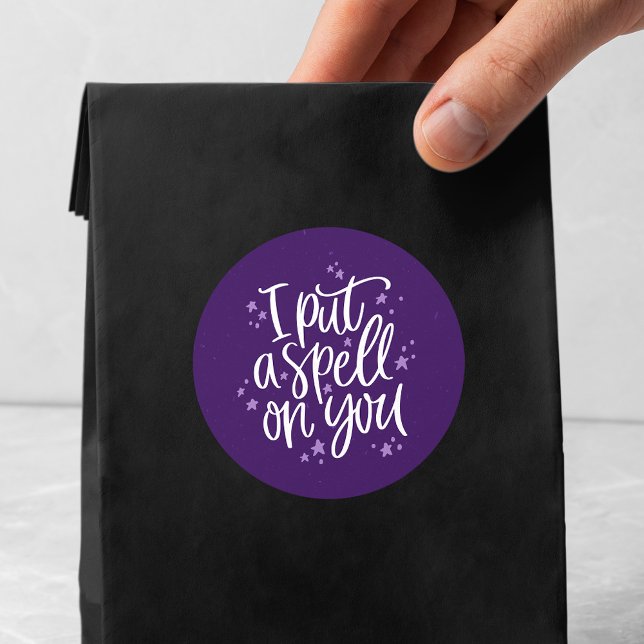 I Put A Spell On You Purple Halloween Classic Round Sticker (Creator Uploaded)