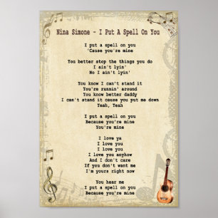 I Put A Spell On You Song Lyric Guitar Print