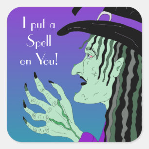 I Put a Spell on You Witch Halloween Square Sticker